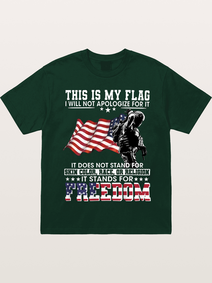 Freedom Soldier American Flag Silhouette Gildan T-shirt