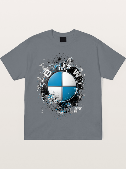 BMW Splash Paint Round Logo Cotton T-shirt