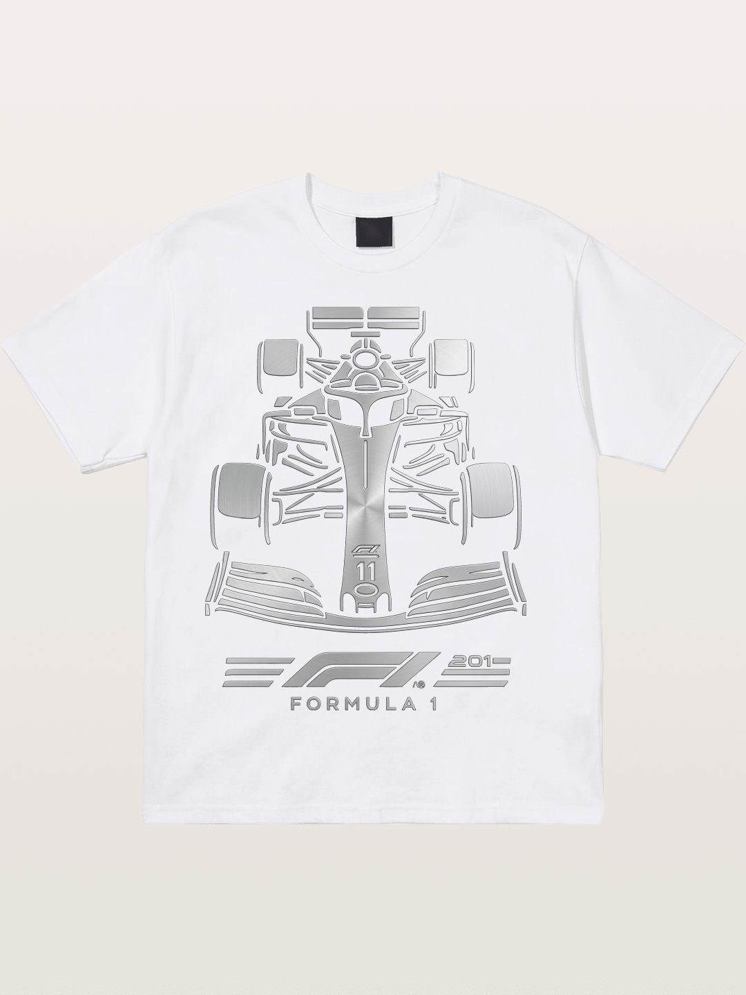 Silver F1 Car Line Art Print Cotton T-shirt