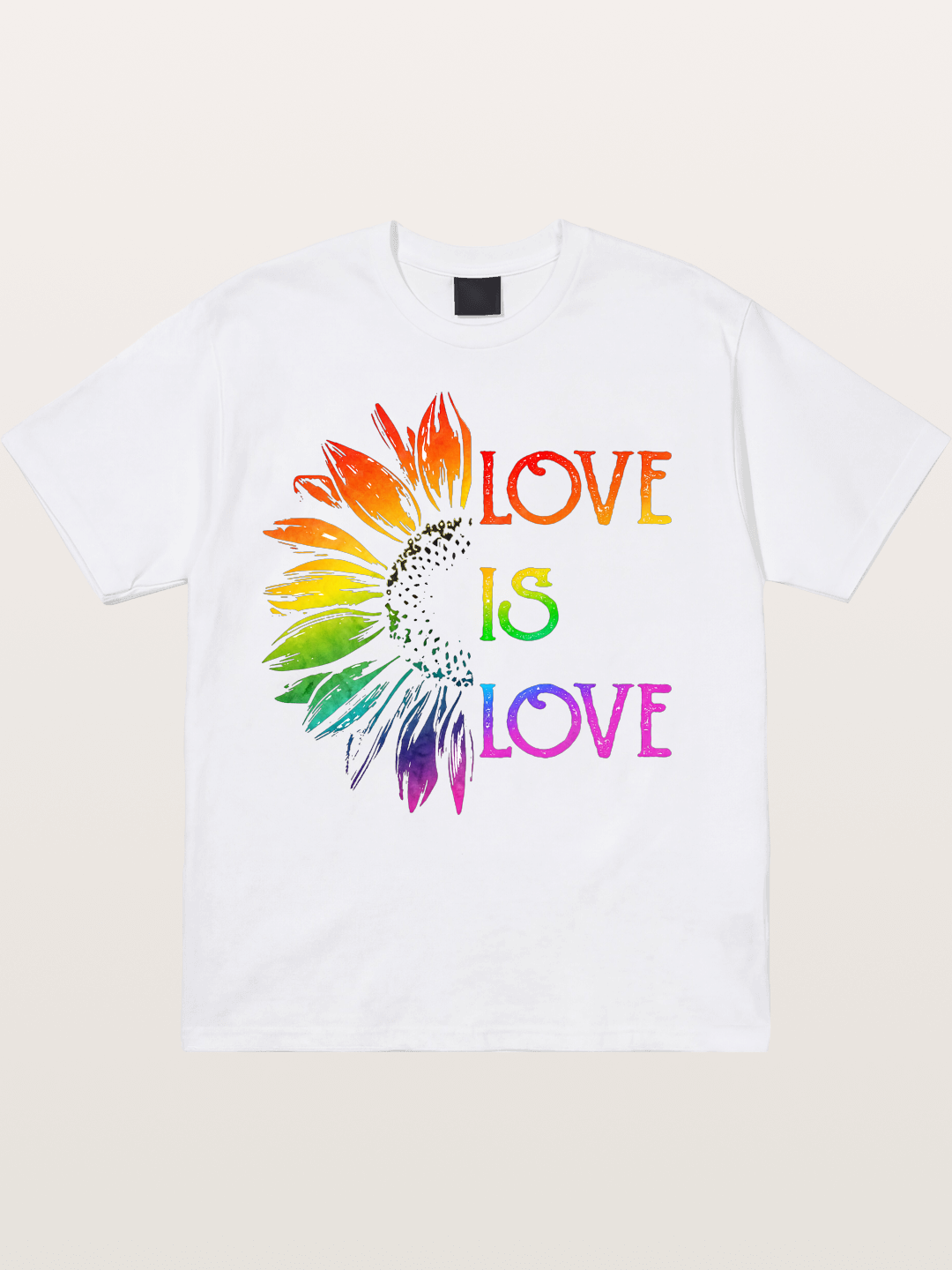 Rainbow Sunflower Love Print Cotton T-shirt
