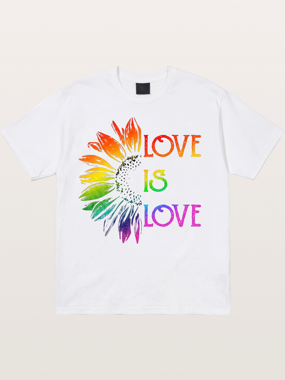 Rainbow Sunflower Love Print Cotton T-shirt
