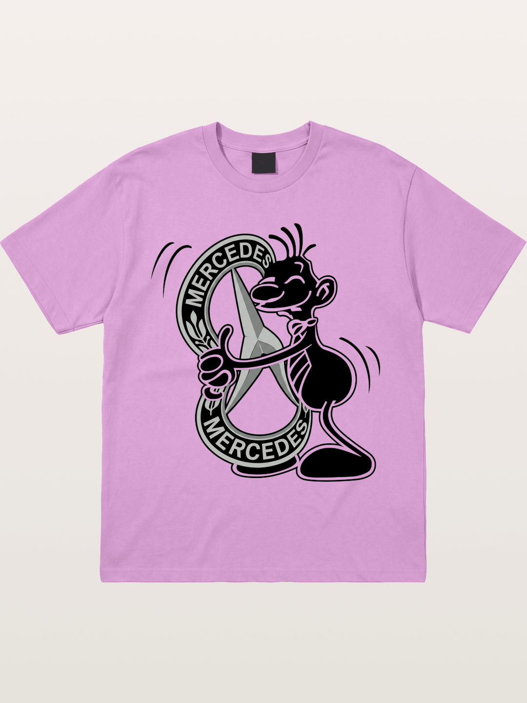 Character Holding Mercedes Emblem Gildan T-shirt