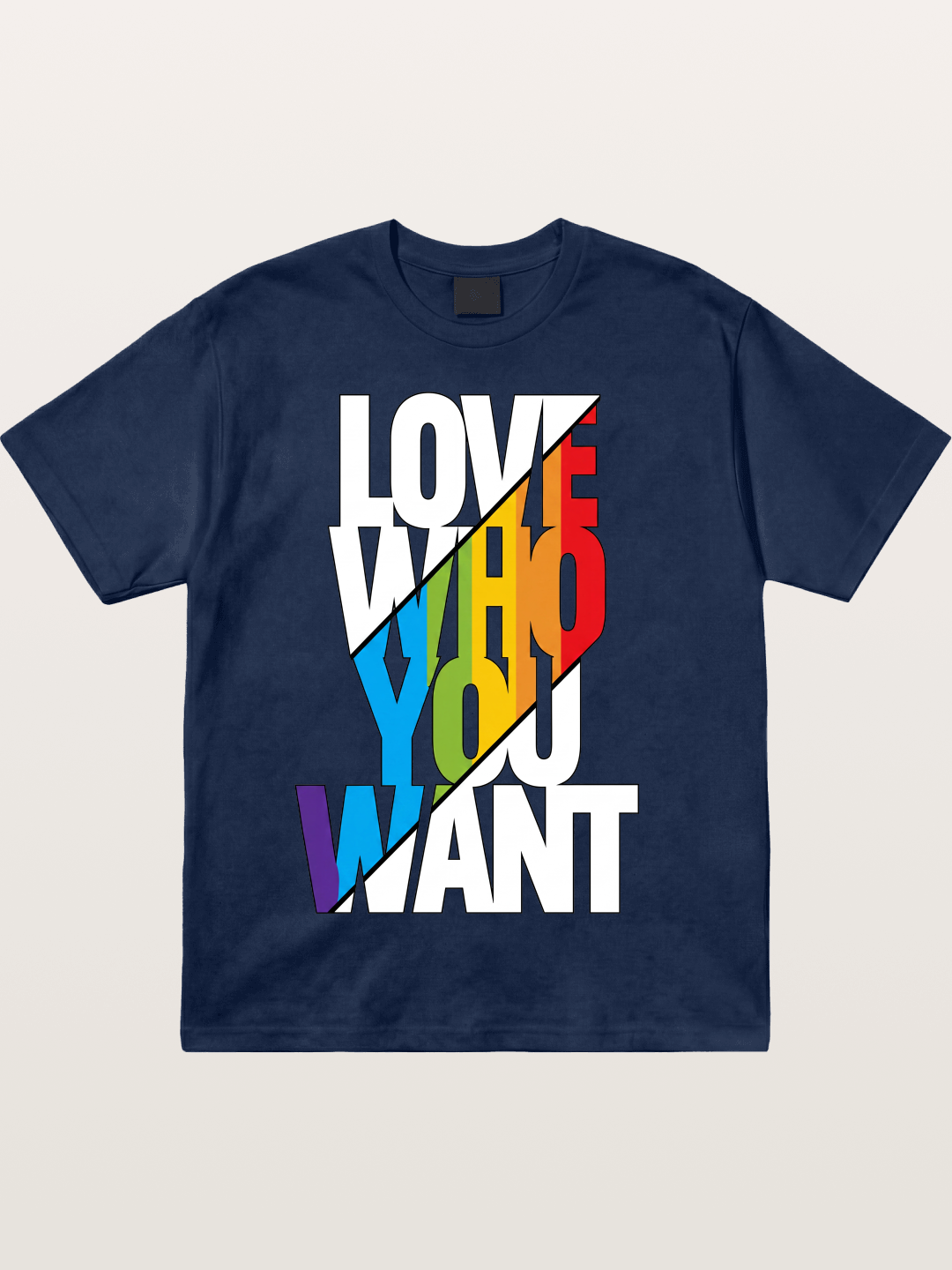 Love Who You Want Diagonal Print Cotton T-shirt