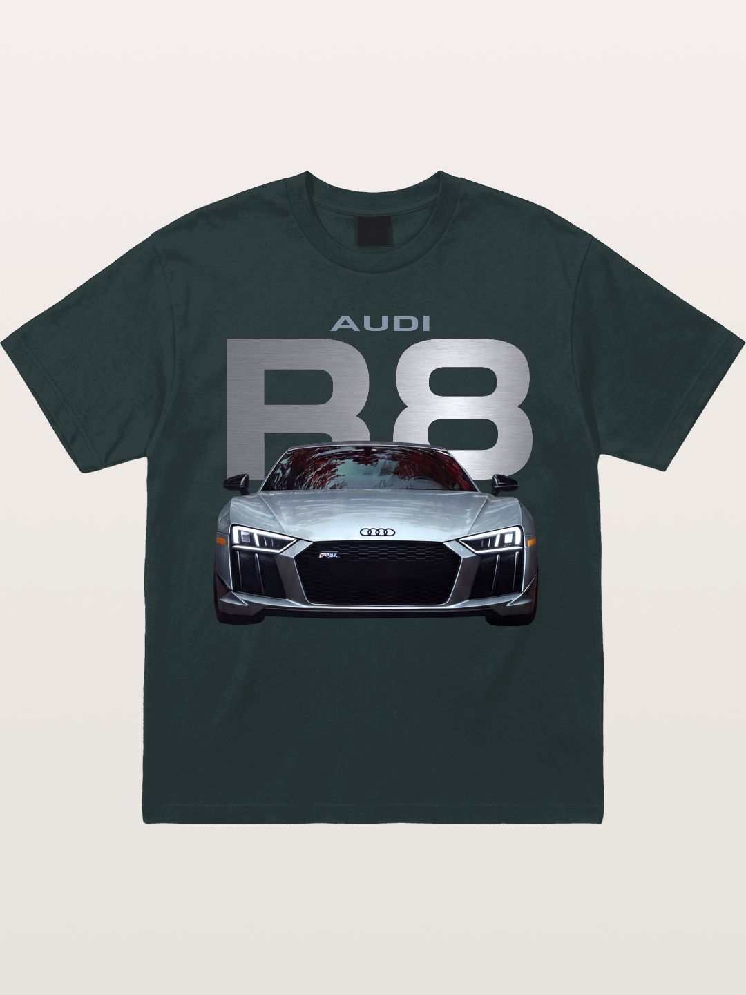 Audi R8 Silver Supercar Front Gildan T-shirt