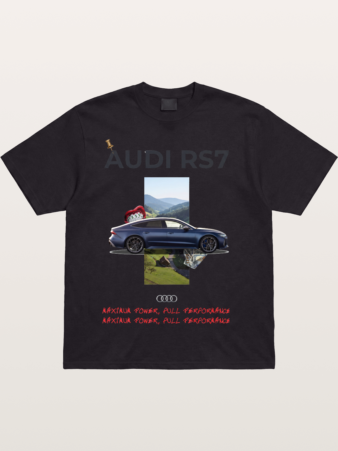 Audi RS7 Surreal Collage Art Cotton T-shirt