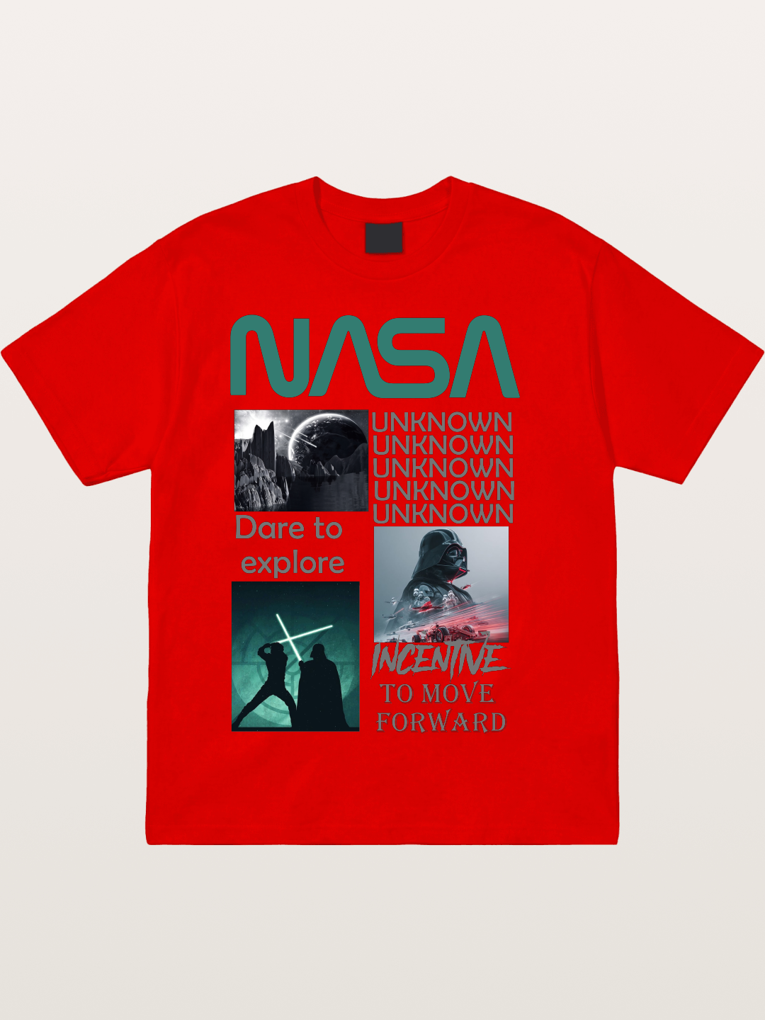 Space Sci-Fi NASA Star Wars Collage Cotton T-shirt