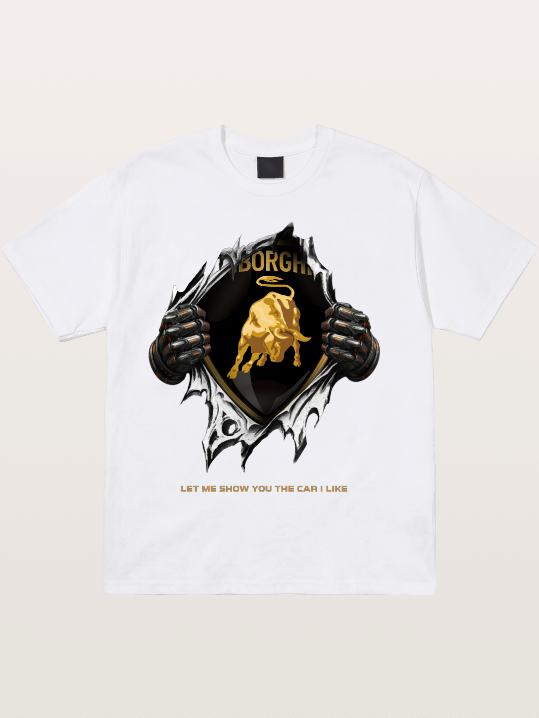 Lamborghini Bull Crest Tear Through Cotton T-shirt