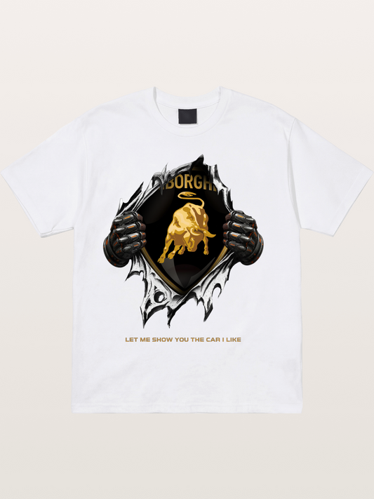 Lamborghini Bull Crest Tear Through Cotton T-shirt
