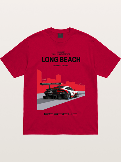 Long Beach Race Porsche Poster Gildan T-shirt