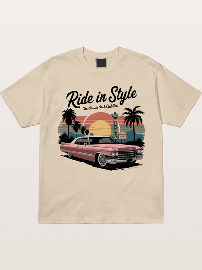 intage Pink Cadillac Retro Poster Gildan T-shirt