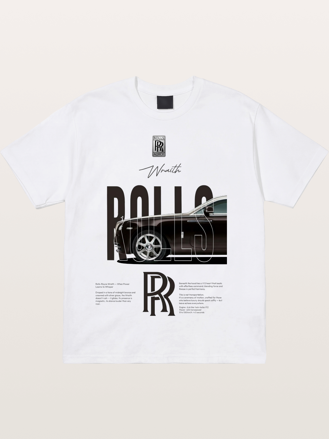 Rolls Royce Wraith Typography Cotton T-shirt