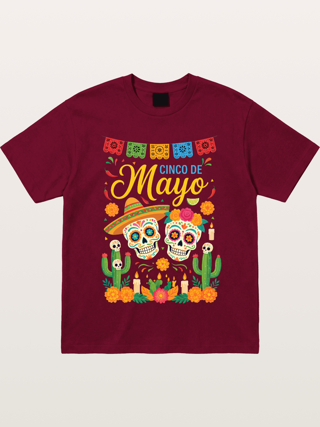 Cinco de Mayo Sugar Skull Fiesta Gildan T-shirt