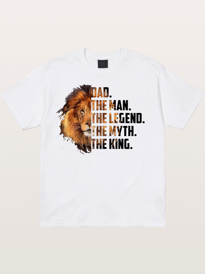 Dad The King Lion Design Cotton T-shirt