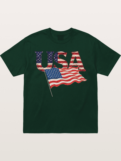 USA Letters American Flag Texture Gildan T-shirt