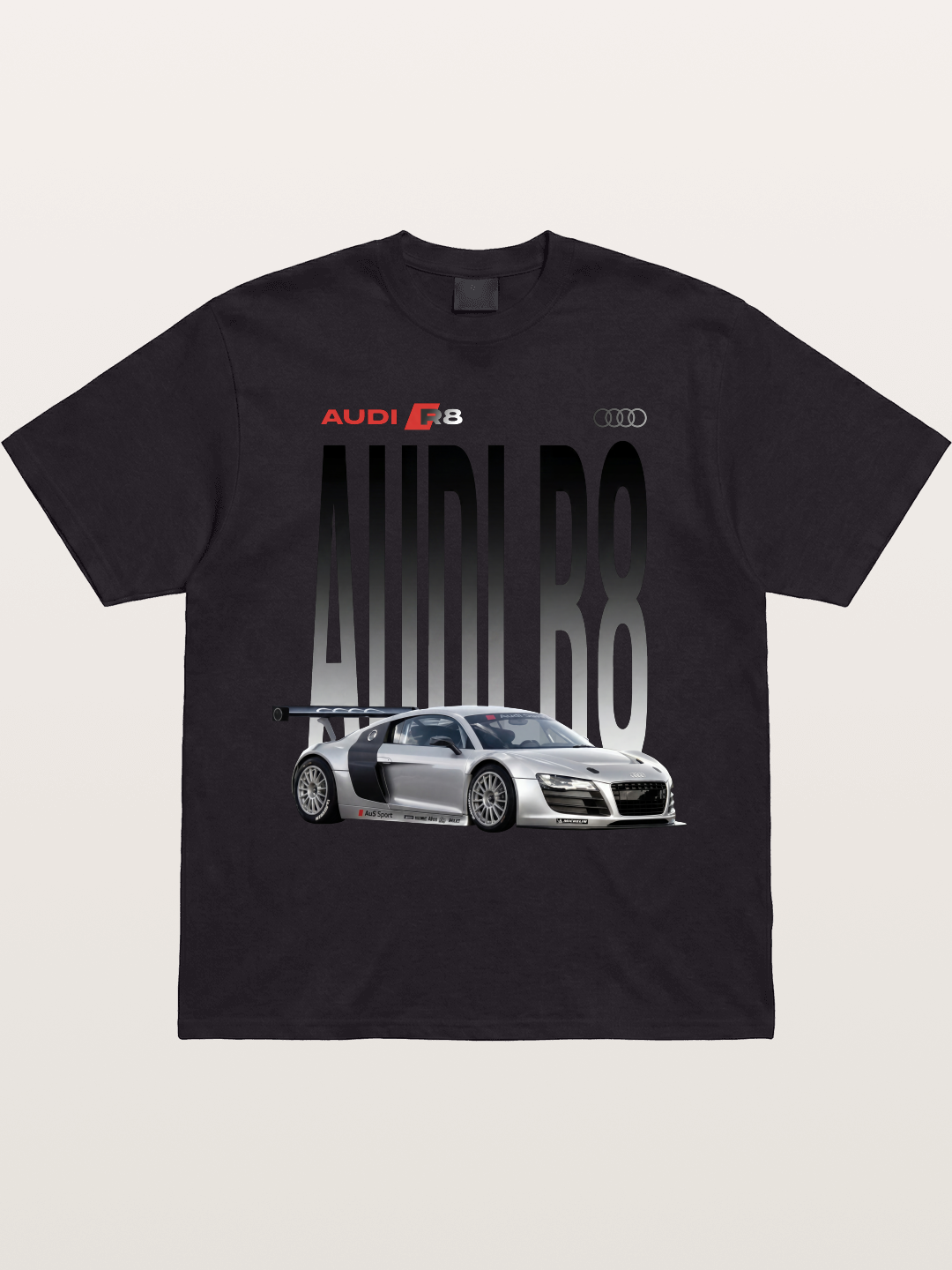 Silver Audi R8 GT3 Front Side View Gildan T-shirt