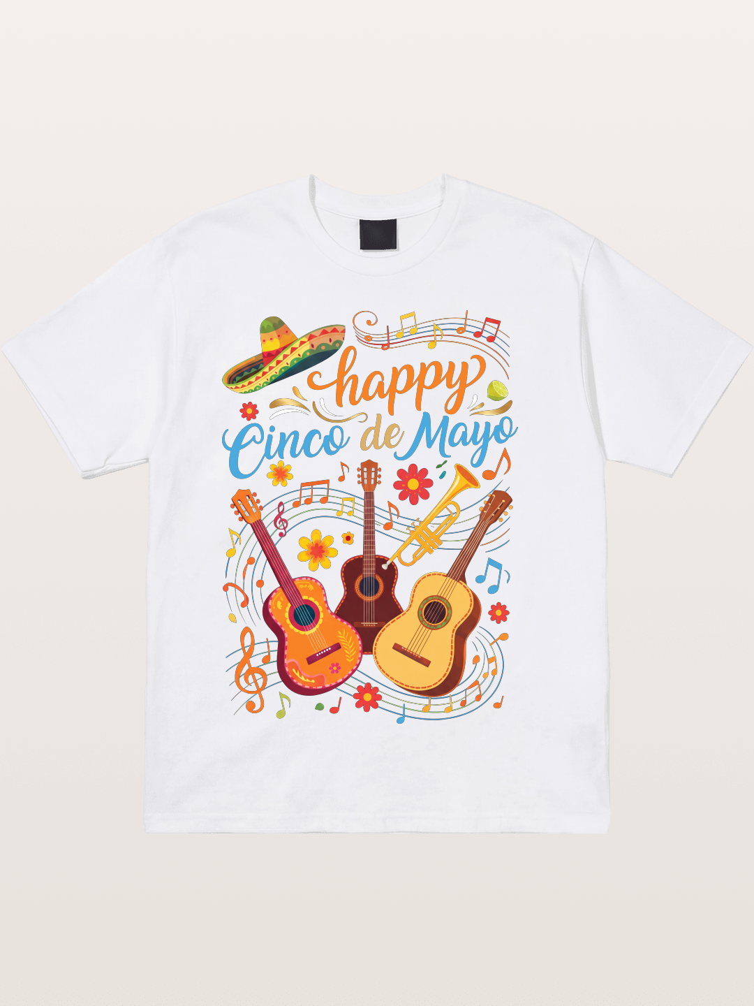 Mexican Guitar Trumpet Notes Cotton T-shirt
