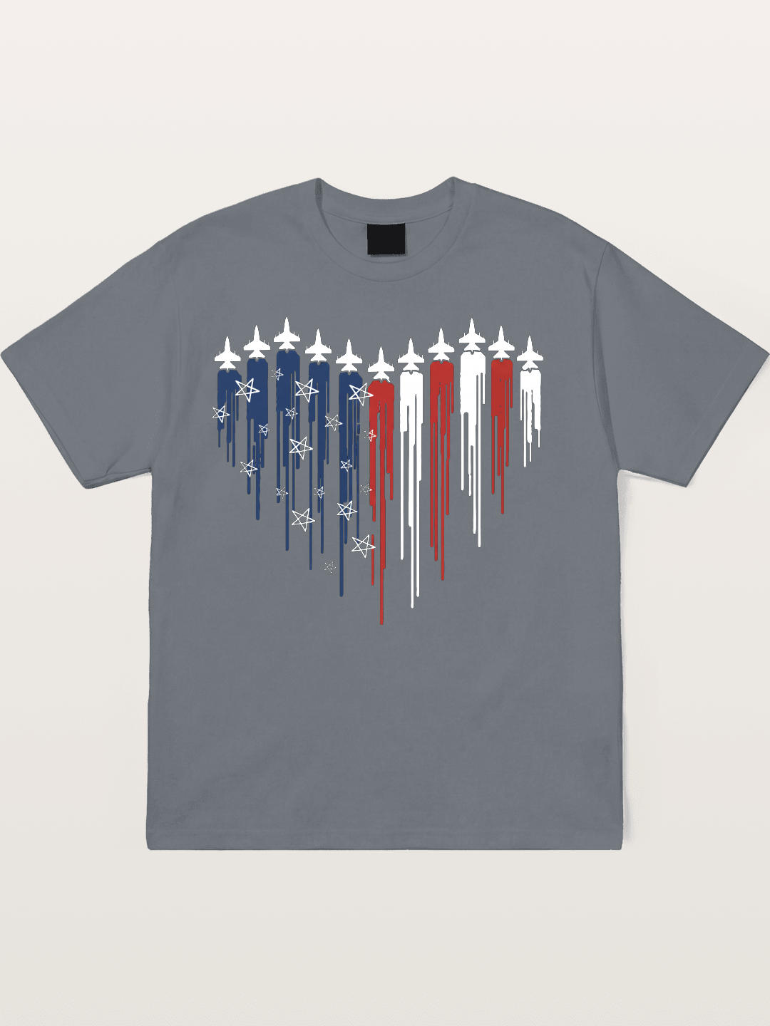 American Flag Paint Drip Design Cotton T-shirt
