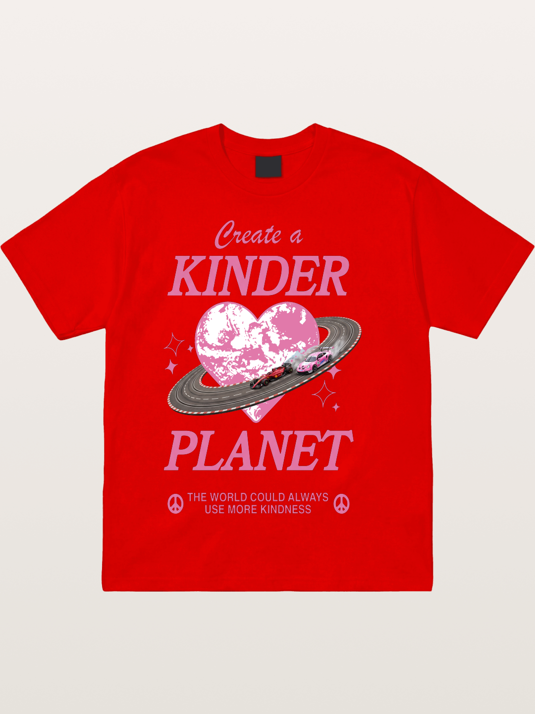 Pink Heart Earth Race Cotton T-shirt