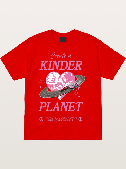 Pink Heart Earth Race Cotton T-shirt