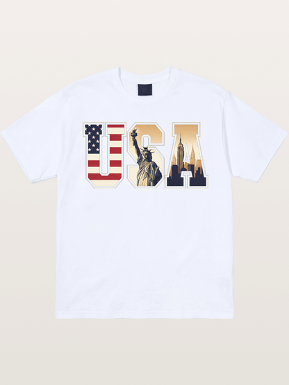 USA Letters Liberty City Skyline Gildan T-shirt