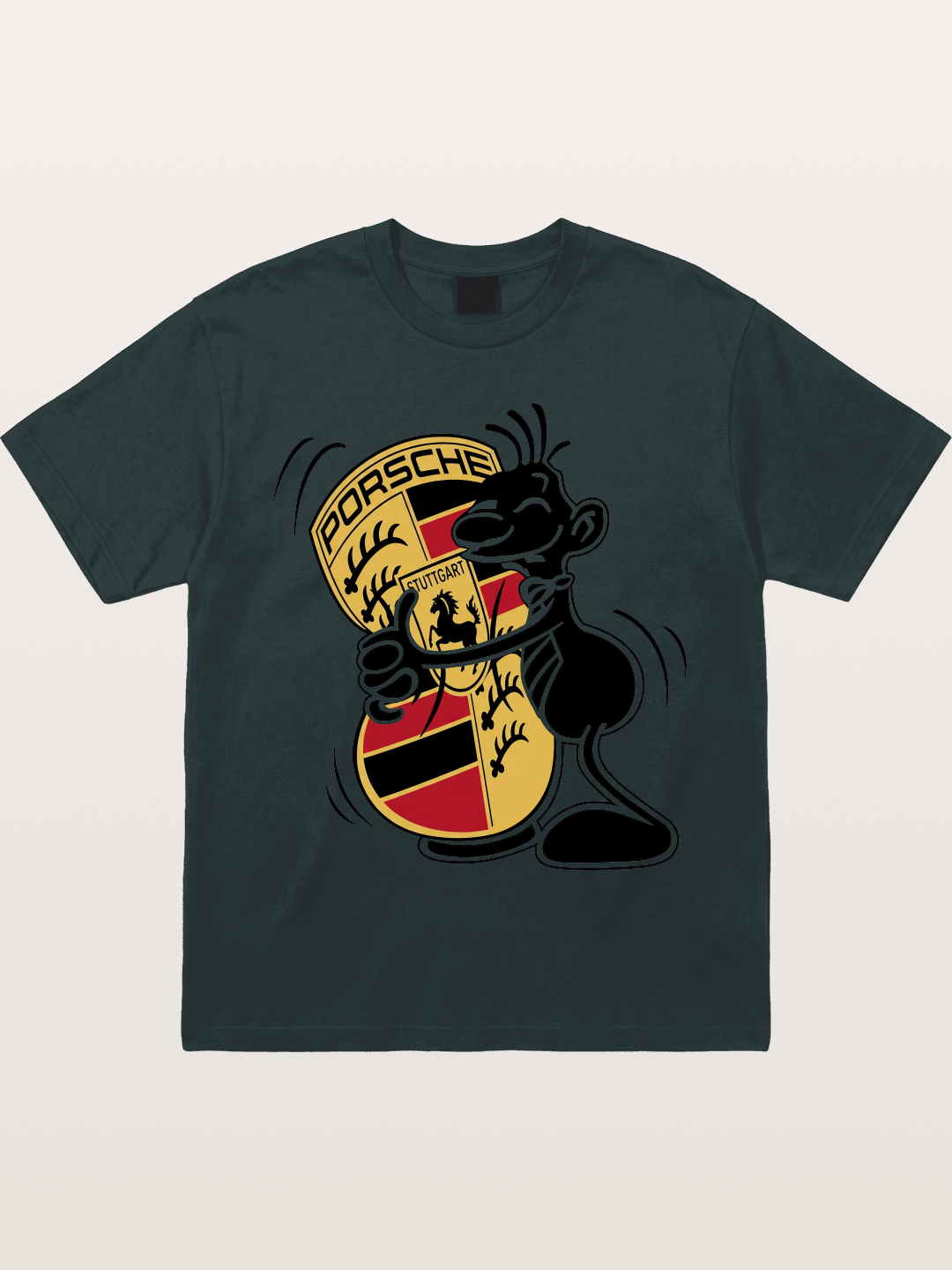 Character Hugging Porsche Crest Gildan T-shirt
