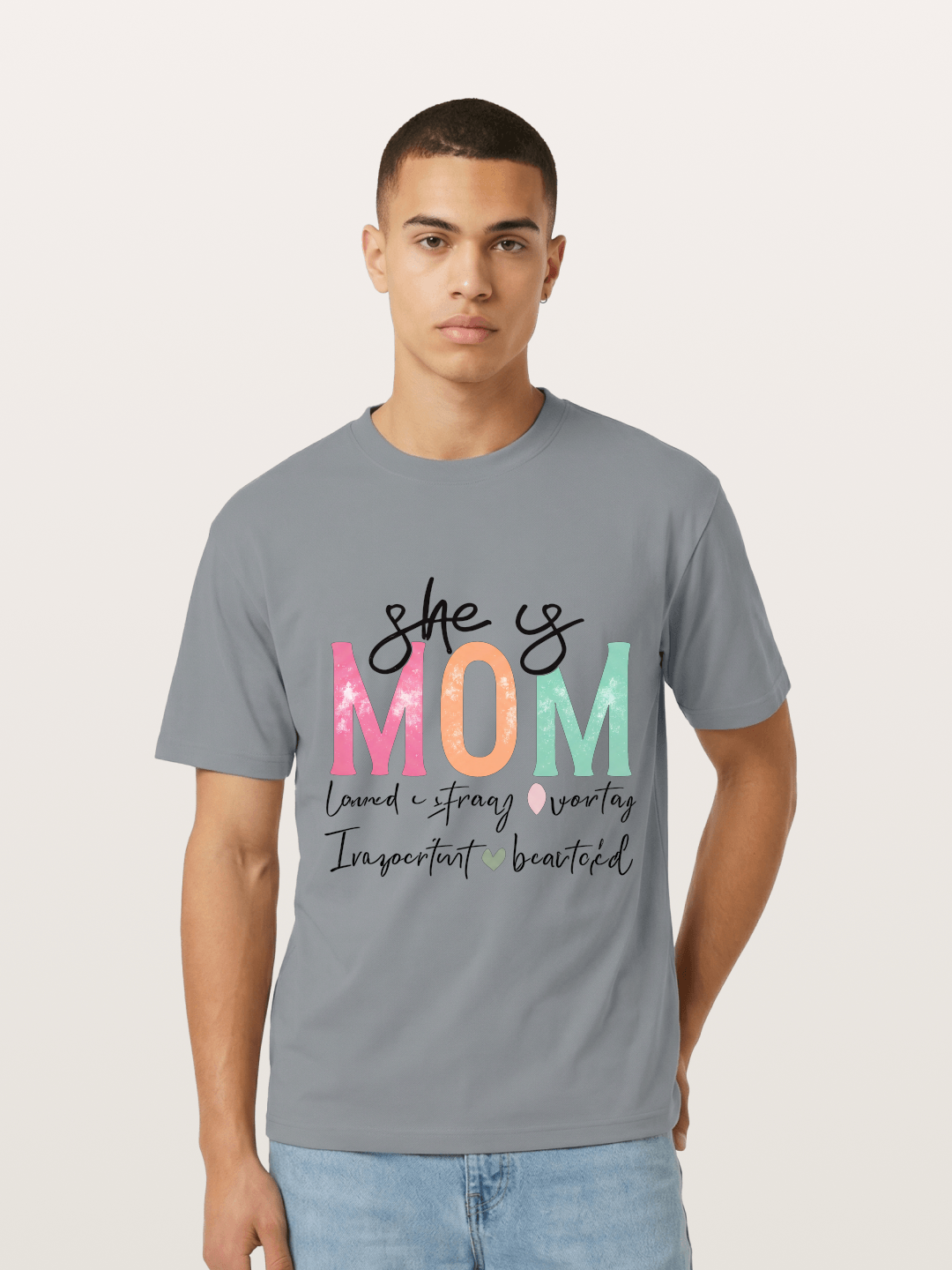 She is Mom Boho Pastel Print Gildan T-shirt