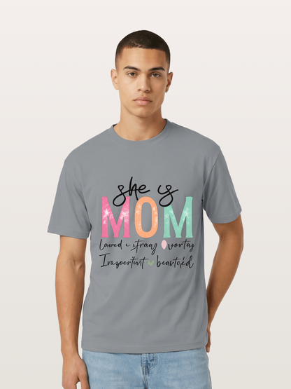 She is Mom Boho Pastel Print Gildan T-shirt