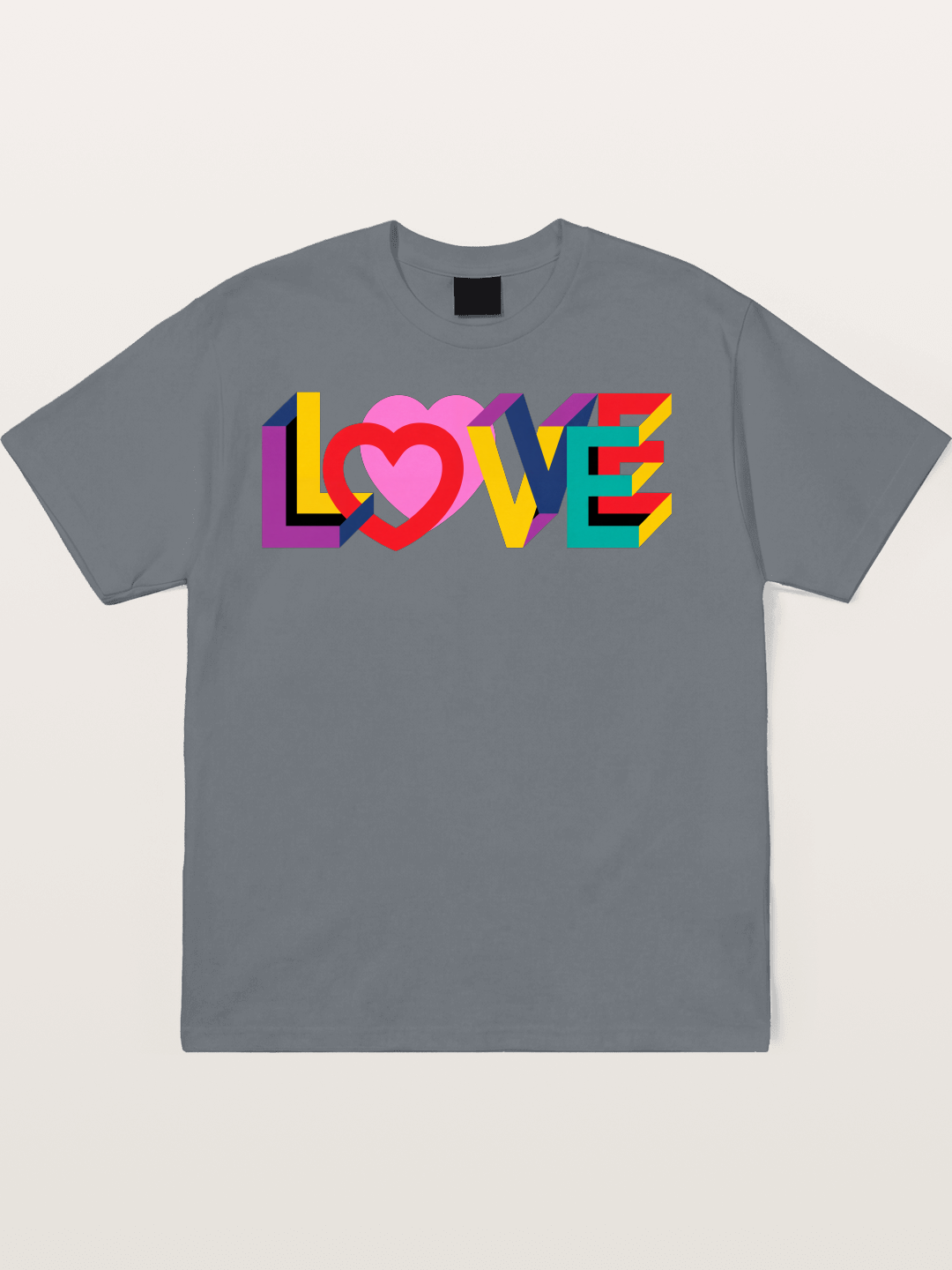 3D Love Typography With Heart Cotton T-shirt