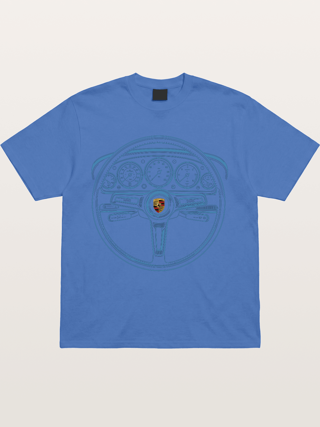 Porsche Classic Steering Wheel Blueprint Gildan T-shirt