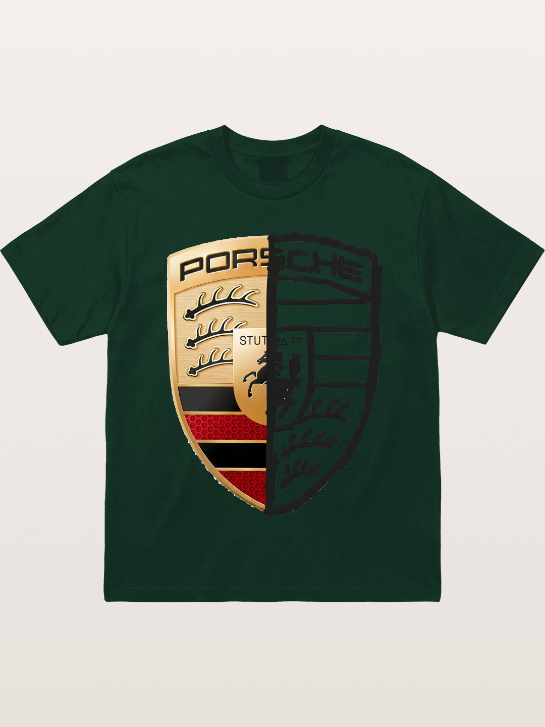 Porsche Half Sketch Half Real Gildan T-shirt
