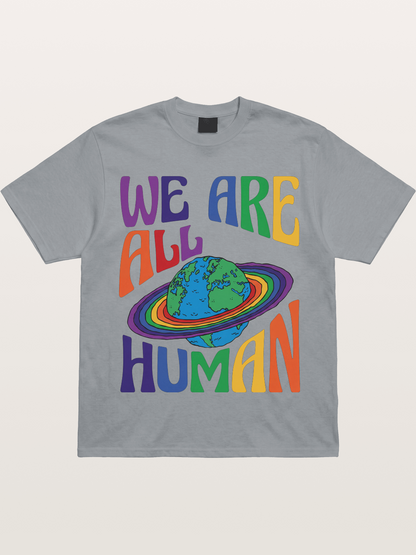 We Are All Human Rainbow Earth Design Gildan T-shirt