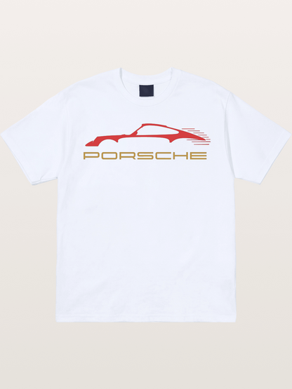 Porsche Red Sports Car Silhouette Gildan T-shirt