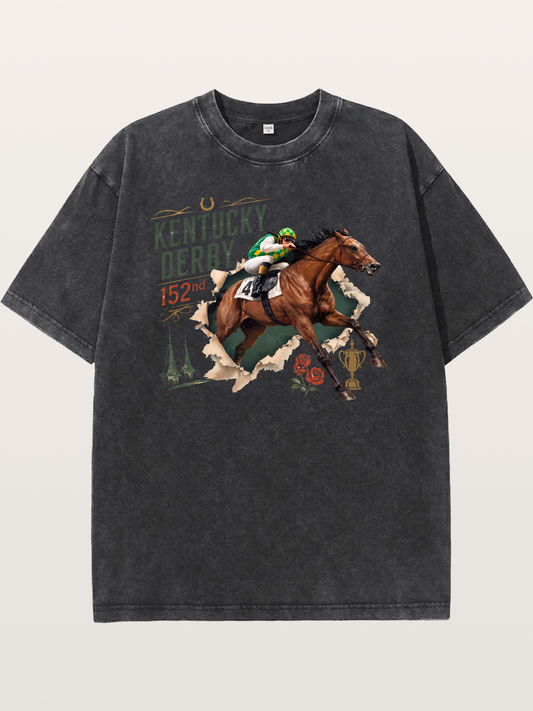 Kentucky Derby 152nd Horse & Roses Washed T-shirt