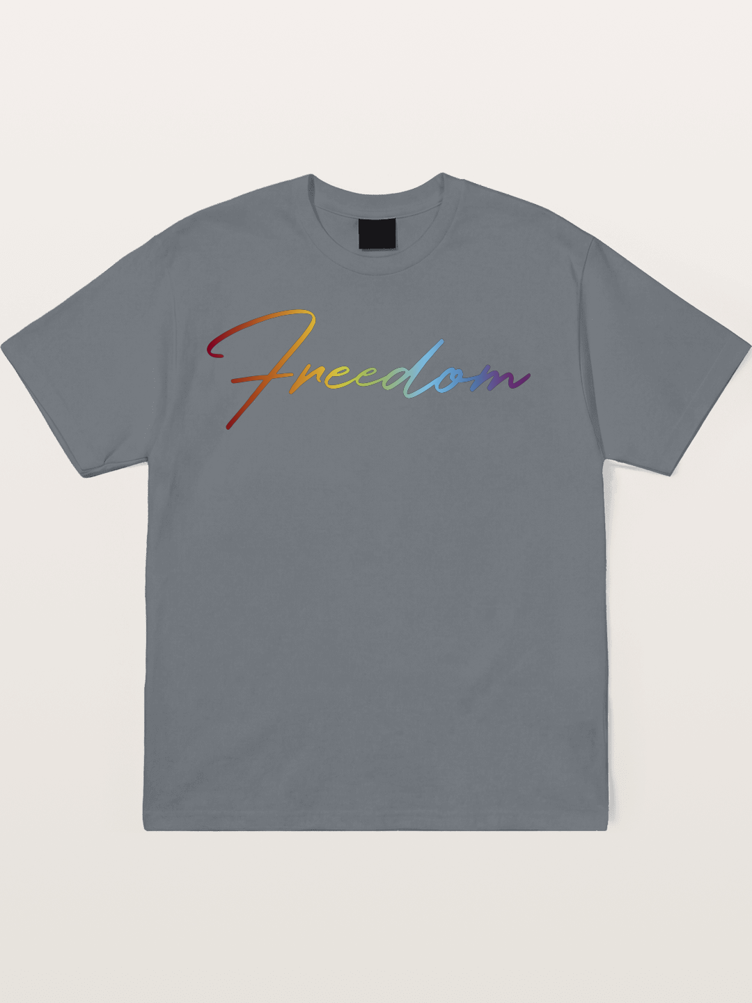 Freedom Rainbow Gradient Script Text Cotton T-shirt