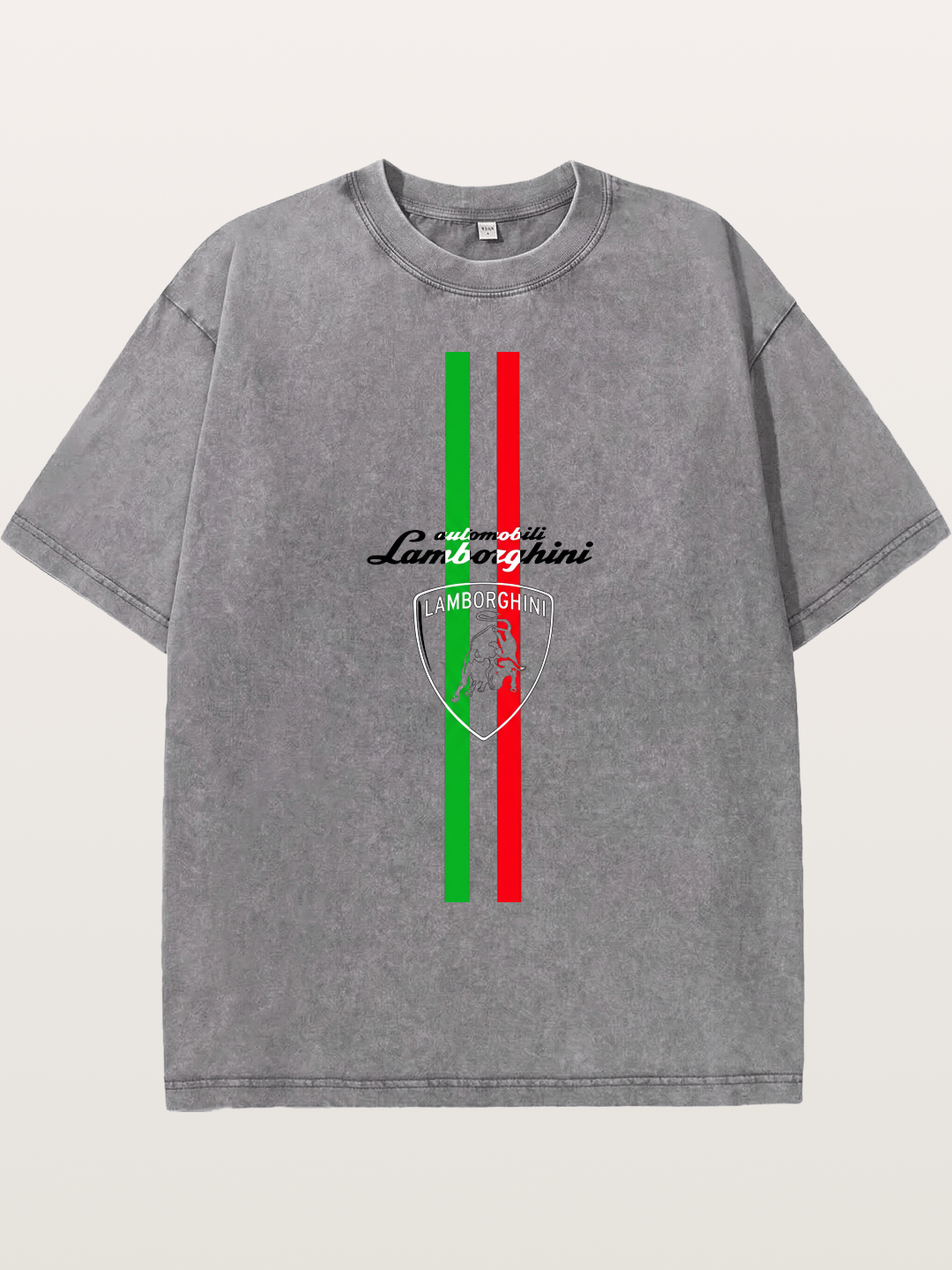 Italian Flag Lamborghini Print Washed T-shirt