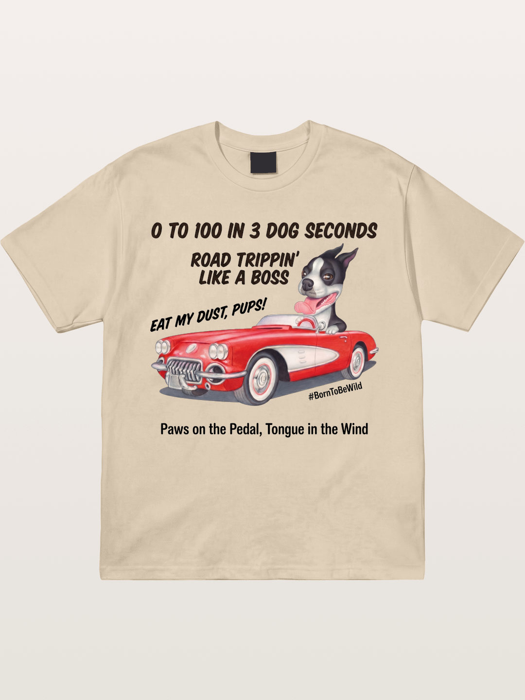 Dog Driving Corvette Road Trip Gildan T-shirt