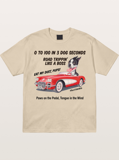 Dog Driving Corvette Road Trip Gildan T-shirt