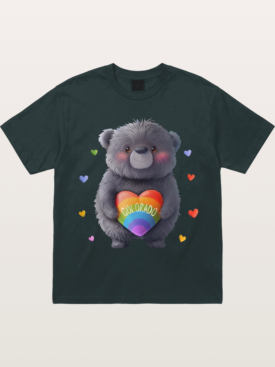 Colorado Pride Bear With Rainbow Heart Gildan T-shirt