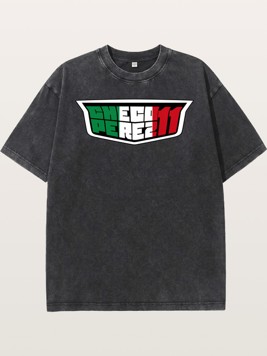 Checo Perez 11 Racing Logo Washed T-shirt