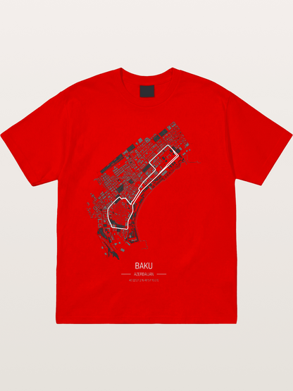 Baku City Circuit F1 Map Cotton T-shirt