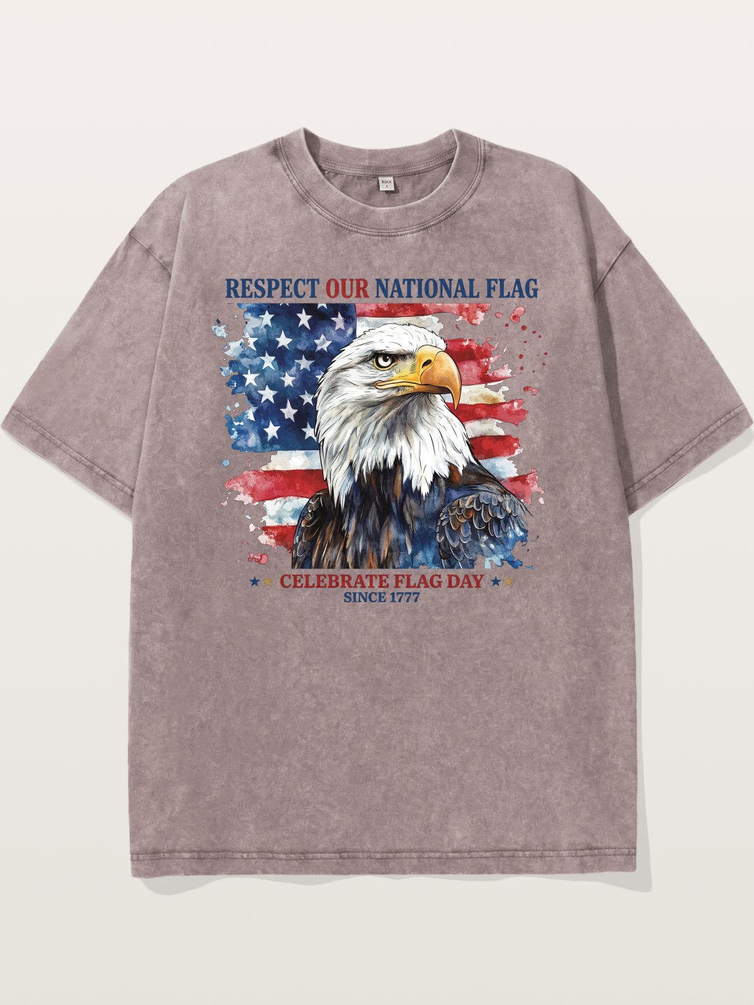 Watercolor Eagle Flag Day Art Washed T-shirt