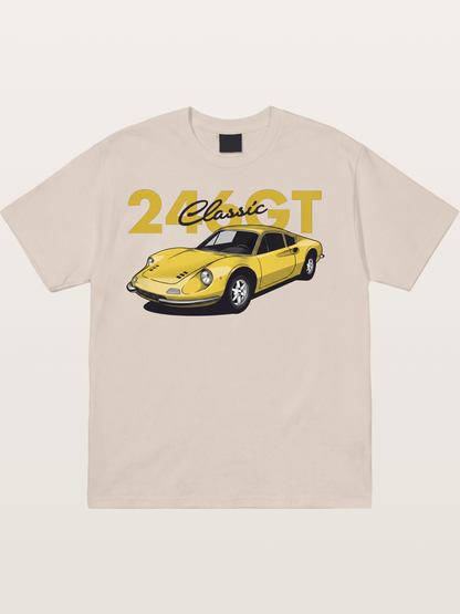 Ferrari 246 GT Classic Yellow Cotton T-shirt
