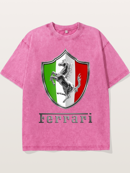 Ferrari Italian Flag Crest Washed T-shirt