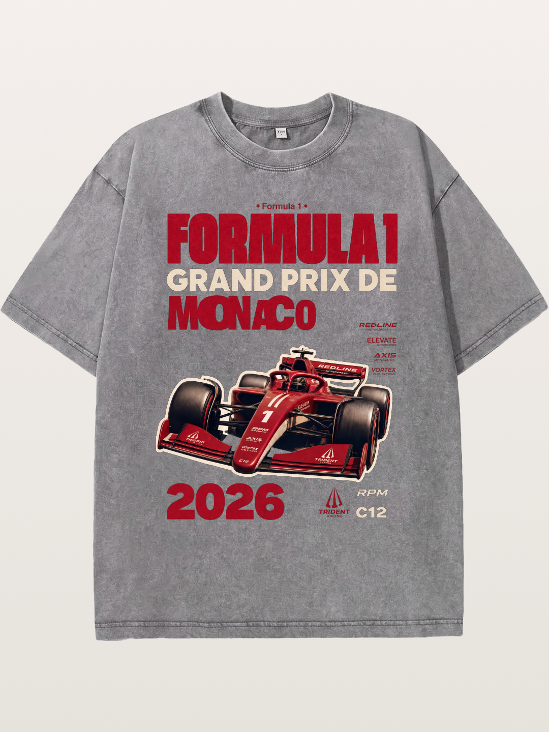 Red Monaco F1 2026 Poster Washed T-shirt