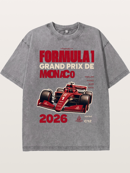 Red Monaco F1 2026 Poster Washed T-shirt
