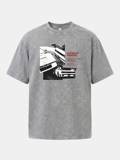 Vintage BMW M3 Black White Card Washed T-shirt