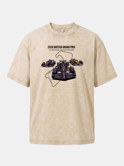 F1 Cars Silverstone Track Overlay Washed T-shirt