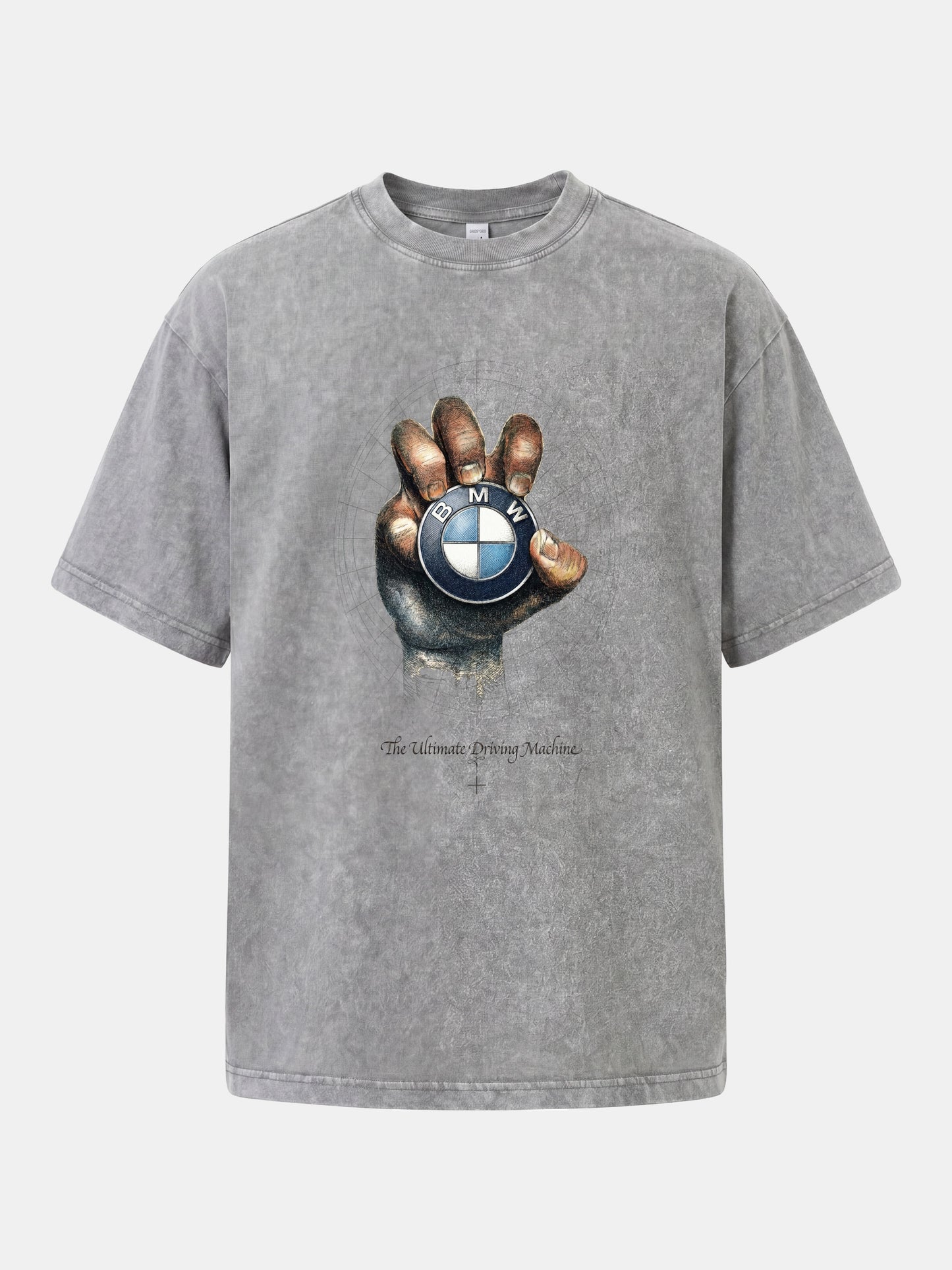 Hand Holding BMW Logo Sketch Washed T-shirt
