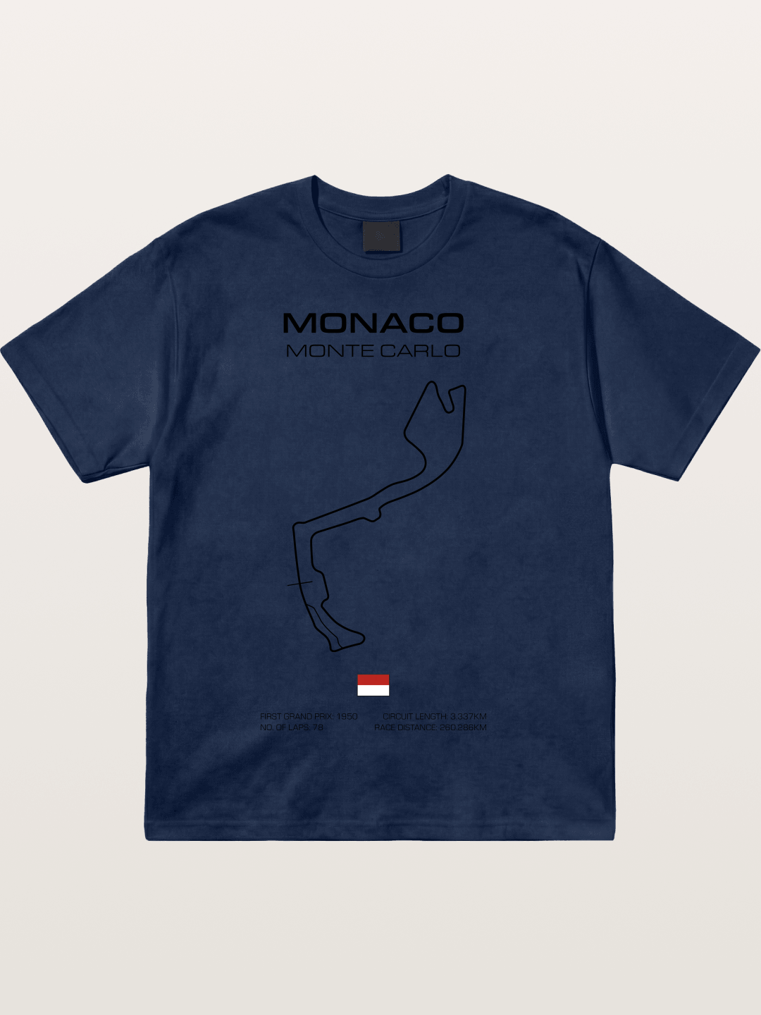 Monaco Circuit Minimal Line With Flag Cotton T-shirt