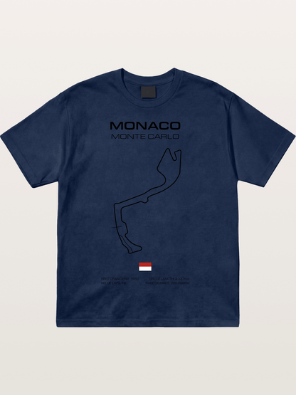 Monaco Circuit Minimal Line With Flag Cotton T-shirt